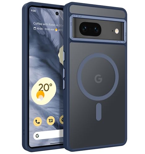 YINLAI für Google Pixel 7 Hülle Kompatibel mit Mag Safe,Handyhülle Google Pixel 7 Magnetisch Translucent Matt Stoßfest Kratzfest Cover Case Schutzhülle für Google Pixel 7 6.3",Blau von YINLAI