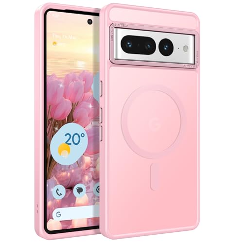 YINLAI für Google Pixel 7 Pro Hülle Kompatibel mit MagSafe,Handyhülle Magnetisch Cover Case Translucent Matt Stoßfest Kratzfest Schutzhülle für Google Pixel 7 Pro 6.7",Rosa/Pink von YINLAI