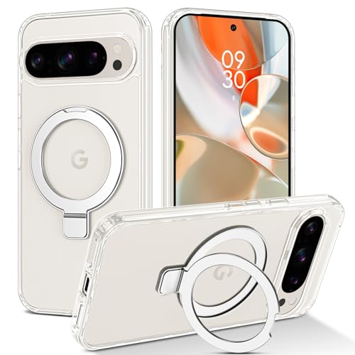 YINLAI für Google Pixel 9 Pro XL Hülle Kompatibel mit magsafe mit Ständer,Handyhülle Google Pixel 9 Pro XL Magnetisch Clear Kabellos Cover Case Schutzhülle für Google Pixel 9 Pro XL,Transparent von YINLAI