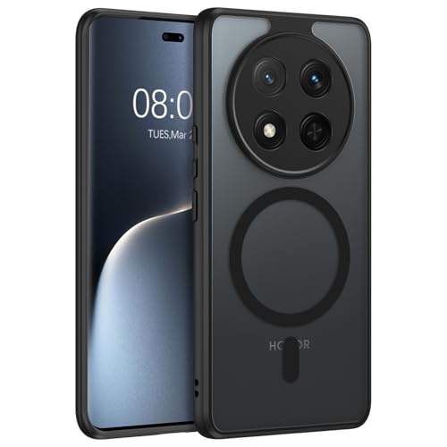 YINLAI für Honor Magic 7 Lite Hülle Kompatibel mit Mag-Safe,Handyhülle Honor X9C Magnetische Translucent Matt Stoßfest Kratzfest Cover Case Schutzhülle für Honor X60 Pro 5G 6.8",Schwarz von YINLAI