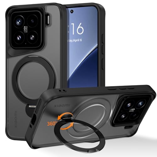 YINLAI für Xiaomi 15 Hülle Kompatibel mit Magsafe mit Ständer,Handyhülle mit 360° Unsichtbarer Ringhalterung Magnetisch Militärschutz,Matt Rückseite Case Cover Schutzhülle für Xiaomi 15 6.36",Schwarz YINLAI für Xiaomi 15 Hülle Kompatibel mit Magsafe mit Ständer,Handyhülle mit 360° Unsichtbarer Ringhalterung Magnetisch Militärschutz,Matt Rückseite Case Cover Schutzhülle für Xiaomi 15 6.36",Schwarz von YINLAI