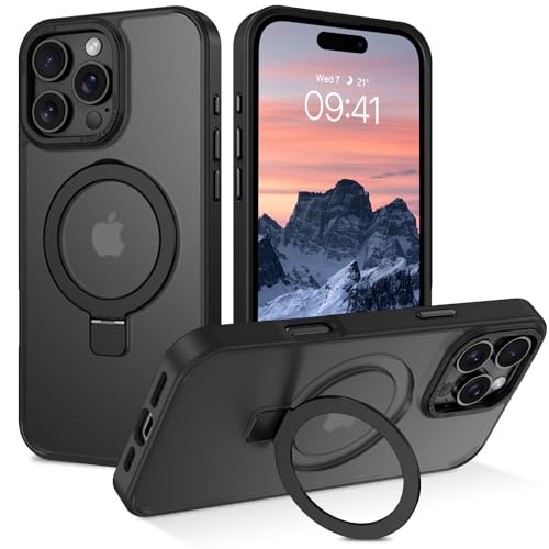 YINLAI für iPhone 16 Pro Hülle Kompatibel mit MagSafe mit Ständer,Handyhülle iPhone 16 Pro Magnet mit Unsichtbarer Ringhalterung Translucent Matt Cover Case Schutzhülle für iPhone 16 Pro 6.3",Schwarz YINLAI für iPhone 16 Pro Hülle Kompatibel mit MagSafe mit Ständer,Handyhülle iPhone 16 Pro Magnet mit Unsichtbarer Ringhalterung Translucent Matt Cover Case Schutzhülle für iPhone 16 Pro 6.3",Schwarz von YINLAI