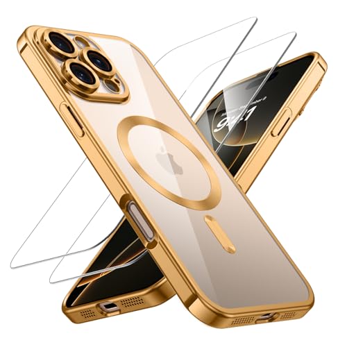 YINLAI 3-in-1 Hülle für iPhone 16 Pro Max Kompatibel mit MagSafe,Anti-Vergilbung,Militärschutz,Kameraschutz,Weiche Klare Magnetische Cover Case Handyhülle für iPhone 16 Pro Max 6.9",Gold YINLAI 3-in-1 Hülle für iPhone 16 Pro Max Kompatibel mit MagSafe,Anti-Vergilbung,Militärschutz,Kameraschutz,Weiche Klare Magnetische Cover Case Handyhülle für iPhone 16 Pro Max 6.9",Gold von YINLAI