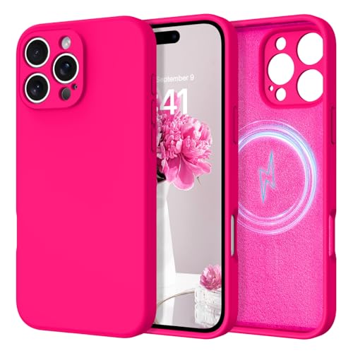 YINLAI für iPhone 16 Pro Max Hülle Silikon Kompatibel mit Magsafe für Kameraschutz,Magnetisch Slim Gel Matte Fallschutz Stoßfest Kratzfest Case Cover HandyHülle für iPhone 16 Pro Max 6.9",Rosa Rot YINLAI für iPhone 16 Pro Max Hülle Silikon Kompatibel mit Magsafe für Kameraschutz,Magnetisch Slim Gel Matte Fallschutz Stoßfest Kratzfest Case Cover HandyHülle für iPhone 16 Pro Max 6.9",Rosa Rot von YINLAI