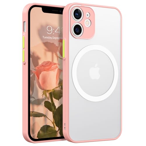 YINLAI iPhone 12 Mini Hülle mit MagSafe,Handyhülle iPhone 12 Mini Magnetisch Cover Case [Translucent Matt][Anti-Fingerabdruck][Militärschutz Stoßfest] Schutzhülle für iPhone 12 Mini 5,4 Zoll,Rosa/Pink von YINLAI