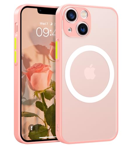 YINLAI iPhone 13 Mini Hülle mit MagSafe,Handyhülle iPhone 13 Mini Magnetisch Cover Case [Translucent Matt][Anti-Fingerabdruck][Militärschutz Stoßfest] Schutzhülle für iPhone 13 Mini 5,4 Zoll,Rosa/Pink von YINLAI