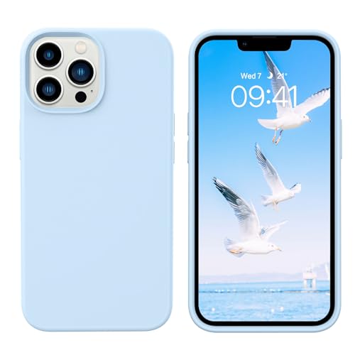 YINLAI iPhone 13 Pro Max Hülle Silikon Handyhülle iPhone 13 Pro Max Schutzhülle Slim Case Cover Liquid Silikon Gel Matte Kratzfest Hülle für Apple iPhone 13 Pro Max 6,7 Zoll,Hellblau von YINLAI