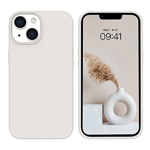 YINLAI iPhone 14 Hülle Silikon,Handyhülle , Slim Case Cover Liquid Silikon Gel Matte 3-Schicht Struktur Fallschutz rutschfeste Kratzfest HandyHülle für iPhone 14 6,1 Zoll,Beige Creme von YINLAI