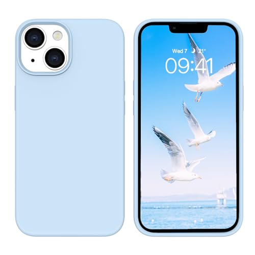 YINLAI iPhone 14 Hülle Silikon,Handyhülle iPhone 14 Schutzhülle Slim Case Cover Liquid Silikon Gel Matte Kratzfest Handy Hülle für iPhone 14 6,1 Zoll,Babyblau von YINLAI