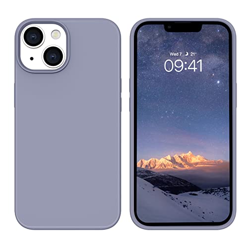 YINLAI iPhone 14 Hülle Silikon,Handyhülle iPhone 14 Slim Case Cover Liquid Silikon Gel Matte 3-Schicht Struktur Fallschutz rutschfeste Kratzfest HandyHülle für iPhone 14 6,1 Zoll, Lavendel grau von YINLAI