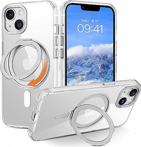 YINLAI für iPhone 14 Hülle Kompatibel mit magsafe mit Ständer,HandyHülle iPhone 13 mit 360° Ring Clear Kabellos Leicht Dünn TPU Bumper PC Schale Cover Case Hülle für iPhone 13/14 6.1 Zoll,Transparent YINLAI für iPhone 14 Hülle Kompatibel mit magsafe mit Ständer,HandyHülle iPhone 13 mit 360° Ring Clear Kabellos Leicht Dünn TPU Bumper PC Schale Cover Case Hülle für iPhone 13/14 6.1 Zoll,Transparent von YINLAI