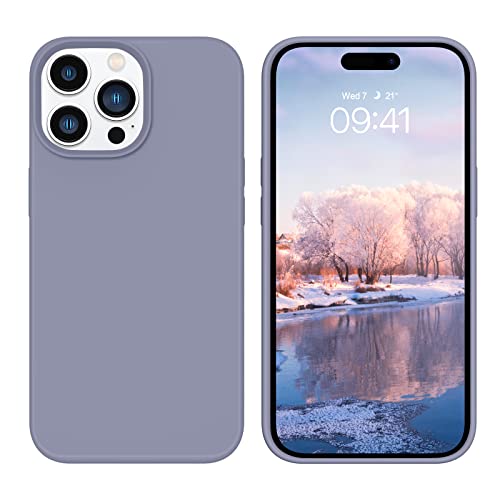 YINLAI iPhone 15 Pro Hülle Silikon,Handyhülle, Beige Schutzhülle Slim Case Cover Liquid Silikon Gel Matte Kratzfest Handy Hülle für iPhone 15 Pro 6,1 Zoll,Lavendel Grau von YINLAI