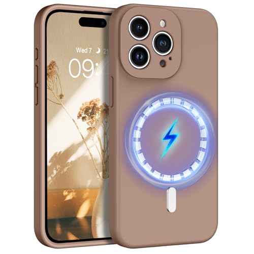 YINLAI iPhone 15 Pro Max Magsafe Hülle Silikon Beige Magnetisch Schutzhülle Slim Case Cover Premium Silikon Gel Matte Kratzfest Stoßfest Handyhülle für iPhone 15 Pro Max 6,7 Zoll,Khaki/Braun von YINLAI