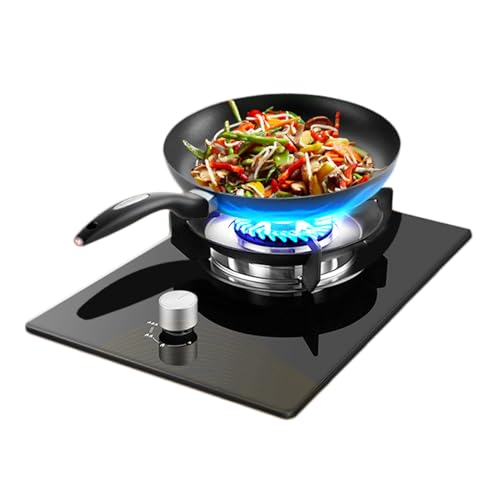 Gasherd 1 Brenner, 5-kW-Rotationsfeuer, Erdgas-/Flüssiggas-Umwandlungsherd, Schwarzer Topfträger Aus Gehärtetem Glas Aus Gusseisen, Mit Flammendurchschlagschutz(LPG) von YINMAN