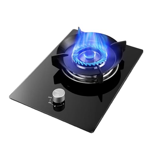 YINMAN Gasherd 1 Brenner, 5KW-Rotationsfeuer, Schwarzer Gusseisen-Topfträger Aus Gehärtetem Glas, Erdgas-/Flüssiggas-Umwandlungsherd, Mit Flammendurchschlagschutz(LPG) von YINMAN