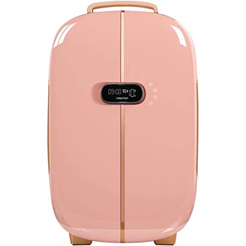 Mini-Kühlschrank/Kosmetik-Auto-Kühlschrank, 12 Liter, klein und leicht, geräuscharm, Mini-Kosmetik-Kühlschrank (rosa) von YINO