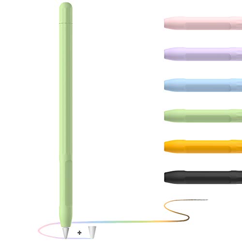 Apple Pencil Hülle Apple Pencil Case, Silikon Schön Weicher Stift Grip Griff mit Ladekappe Kappe und Pen Nib Spitze Schutzhülle (1.Generation, Grün) von YINVA