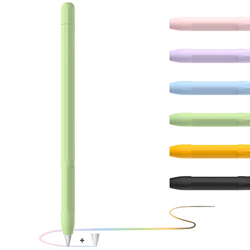 Apple Pencil Hülle Apple Pencil Case, Silikon Schön Weicher Stift Grip Griff mit Ladekappe Kappe und Pen Nib Spitze Schutzhülle (1.Generation, Grün) von YINVA