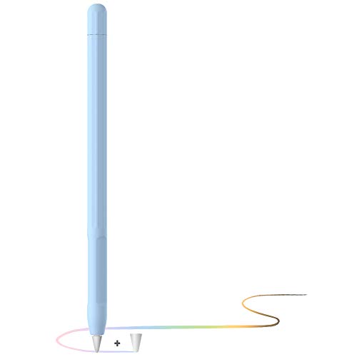 Apple Pencil Hülle Apple Pencil Case, Silikon Schön Weicher Stift Grip Griff mit Ladekappe Kappe und Pen Nib Spitze Schutzhülle (1.Generation, Blau) von YINVA