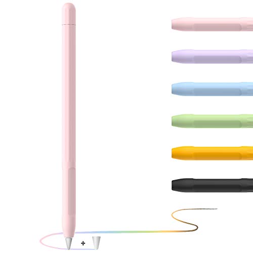 Apple Pencil Hülle Apple Pencil Case, Silikon Schön Weicher Stift Grip Griff mit Ladekappe Kappe und Pen Nib Spitze Schutzhülle (1.Generation, Rosa) von YINVA