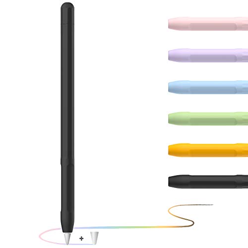 YINVA Apple Pencil Hülle Apple Pencil Case, Silikon Schön Weicher Stift Grip Griff mit Ladekappe Kappe und Pen Nib Spitze Schutzhülle (1.Generation, schwarz) von YINVA