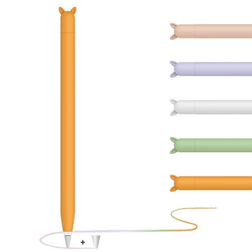 YINVA Apple Pencil Hülle Apple Pencil Case Netter Fall, Silikon Schön Weicher Stift Grip Griff mit Ladekappe Kappe und Pen Nib Spitze Schutzhülle (1.Generation, Orange) von YINVA