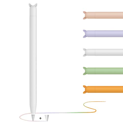 YINVA Apple Pencil Hülle Apple Pencil Case Netter Fall, Silikon Schön Weicher Stift Grip Griff mit Ladekappe Kappe und Pen Nib Spitze Schutzhülle (1.Generation, Weiß) von YINVA