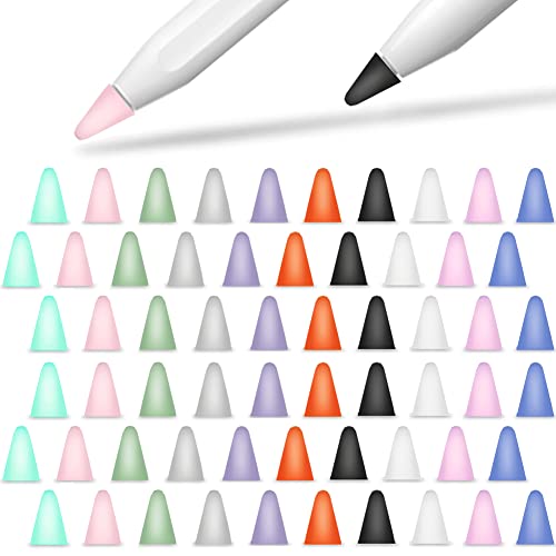 YINVA Ersatzspitzen Kompatibel mit Apple Pencil 1st & 2nd Hochempfindlich iPencil Nib Spitze Replacement Tips Apple Bleistift Tipps (60 PCS,10 Colors) von YINVA