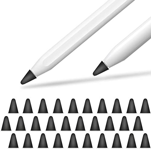 YINVA Schutzhülle kompatibel mit Apple Stiftspitzen, Silikonspitzen, Zubehör für Apple Pencil 1. und 2. Generation (30 Stück, schwarz) von YINVA