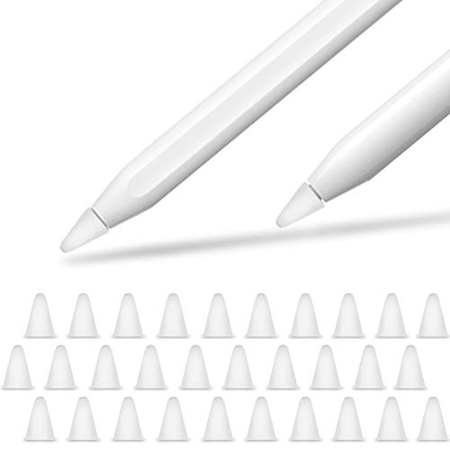 YINVA Silikon Spitzen Zubehör für Apple Pencil 1st & 2nd, Hochempfindlich Nib Silikon Spitze Replacement Tips Apple Bleistift Tipps (30 PCS, Weiß) von YINVA