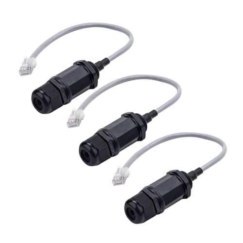YIOVVOM Panel-Montage RJ45 wasserdichter Stecker mit Abschirmung, Stecker auf Buchse, 8P8C, CAT 5, CAT 5E, M20 IP67 Ethernet-LAN-Kabel-Koppler, Outdoor-Adapter, wetterfeste Verbindung (3er-Pack) von YIOVVOM
