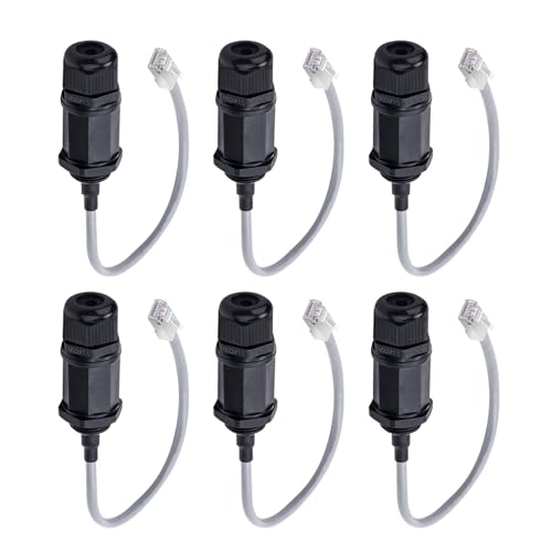 YIOVVOM Wasserdichte RJ45-Steckverbinder mit Abschirmung, Stecker auf Buchse, 8P8C, CAT 5, CAT 5E, M20 IP67 Ethernet-LAN-Kabel-Koppler, Außenadapter, wetterfeste Verbindung (6er-Pack) von YIOVVOM