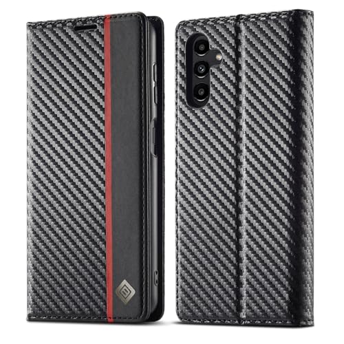 Handy-Klapphülle Ultra-Thin Case for Sumsung Galaxy A35 5G,Luxury Carbon Fiber Texture PU Leather+TPU Hybrid Case,Full Protection Shockproof Flip Cover [Fingerprint Prevention][Camera＆Screen Protectio von YIPCFXDJ