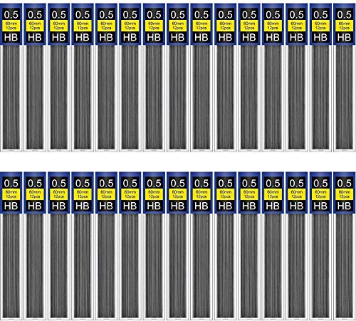 240er Packung Blei Nachfüllungen 0,5 mm HB, bruchsichere Druckbleistiftmine, 12 Stück pro Tube, Packung mit 20 Stück von YIQI