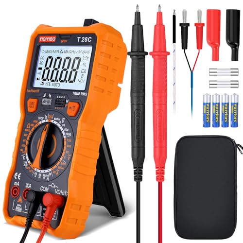 YIQIYIBO Digital Multimeter, True RMS 6000 Zählungen Manuelle Bereich Spannungsprüfer Strommessgerät, Misst AC/DC-Spannung, AC/DC-Strom, Widerstand, Dioden, Durchgang, Kapazität und Temperatur von YIQIYIBO