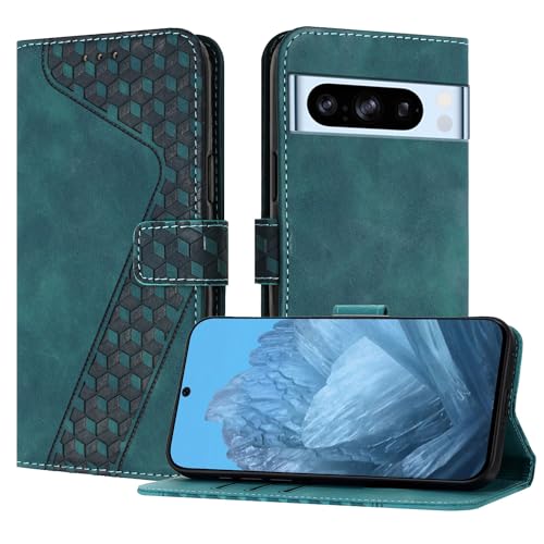 YIRRANZD Handyhülle für Google Pixel 8 Pro Hülle, PU Leder Klapphülle Kartenfach Ständer Magnetisch, Flip Case Cover Handytasche Stoßfeste Schutzhülle für Google 8 Pro (Grün) von YIRRANZD