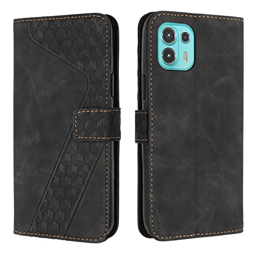 YIRRANZD Handyhülle für Moto Edge 20 Lite Hülle, PU Leder Klapphülle Kartenfach Ständer Magnetisch, Flip Case Cover Handytasche Stoßfeste Schutzhülle für Motorola Moto Edge 20 Lite (Schwarz) von YIRRANZD