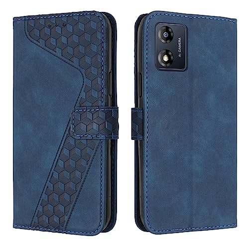 YIRRANZD Handyhülle für Motorola Moto E13 Hülle, PU Leder Klapphülle Kartenfach Ständer Magnetisch, Flip Case Cover Handytasche Stoßfeste Schutzhülle für Motorola E13 (Blau) von YIRRANZD