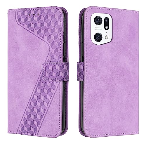 YIRRANZD Handyhülle für Oppo Find X5 Pro 5G Hülle, PU Leder Klapphülle Kartenfach Ständer Magnetisch, Flip Case Cover Handytasche Stoßfeste Schutzhülle für Oppo Find X5 Pro 5G (Violett) von YIRRANZD