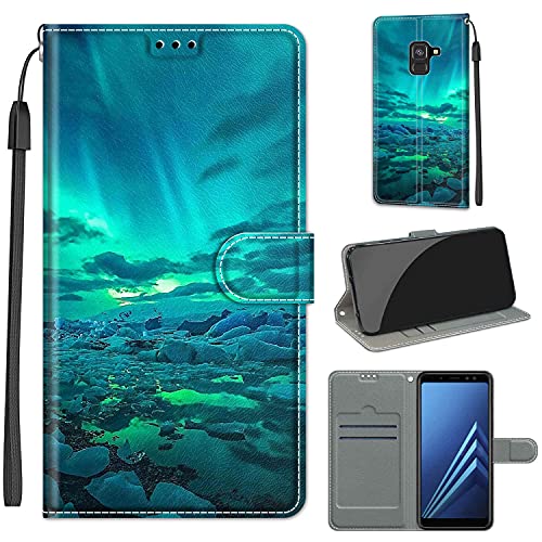 YIRRANZD Handyhülle für Samsung Galaxy A8 2018 Hülle, PU Leder Wallet Klapphülle, Flip Case Stoßfeste Tasche Schutzhülle für Samsung A8 2018 (Aurora) von YIRRANZD