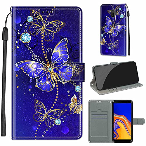 YIRRANZD Handyhülle für Samsung Galaxy J6 Plus 2018 Hülle, PU Leder Wallet Klapphülle, Flip Case Stoßfeste Tasche Schutzhülle für Samsung J6 Plus 2018 (Schmetterling B) von YIRRANZD