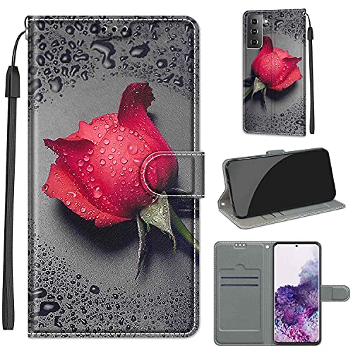 YIRRANZD Handyhülle für Samsung Galaxy S21 Plus 5G Hülle, PU Leder Wallet Klapphülle, Flip Case Stoßfeste Tasche Schutzhülle für Samsung S21 Plus 5G (Rose A) von YIRRANZD