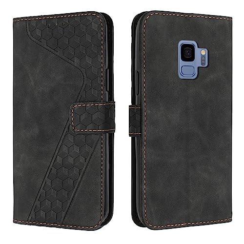 YIRRANZD Handyhülle für Samsung Galaxy S9 Hülle, PU Leder Klapphülle Kartenfach Ständer Magnetisch, Flip Case Cover Handytasche Stoßfeste Schutzhülle für Samsung S9 (Schwarz) von YIRRANZD