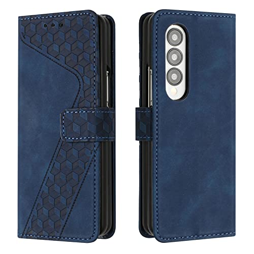 YIRRANZD Handyhülle für Samsung Galaxy Z Fold 4 Hülle, PU Leder Klapphülle Kartenfach Ständer Magnetisch, Flip Case Cover Handytasche Stoßfeste Schutzhülle für Samsung Z Fold 4 (Blau) von YIRRANZD