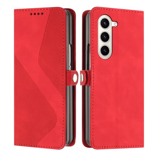 YIRRANZD Handyhülle für Samsung Galaxy Z Fold 6 Hülle, PU Leder Wallet Klapphülle [Kartenfach], Klappbar Flip Case Stoßfeste Tasche Schutzhülle für Samsung Z Fold 6 (Rot) von YIRRANZD