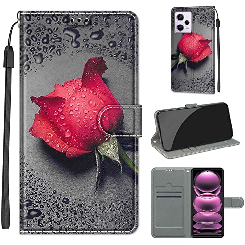 YIRRANZD Handyhülle für Xiaomi Redmi Note 12 Pro 5G / Poco X5 Pro 5G Hülle, PU Leder Wallet Klapphülle, Flip Case Stoßfeste Tasche Schutzhülle für Redmi Note 12 Pro 5G / Poco X5 Pro 5G (Rose A) von YIRRANZD