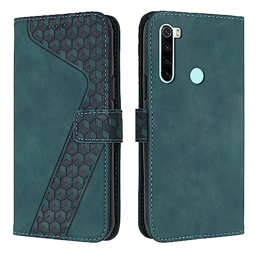 YIRRANZD Handyhülle für Xiaomi Redmi Note 8T Hülle, PU Leder Klapphülle Kartenfach Ständer Magnetisch, Flip Case Cover Handytasche Stoßfeste Schutzhülle für Redmi Note 8T (Grün) von YIRRANZD
