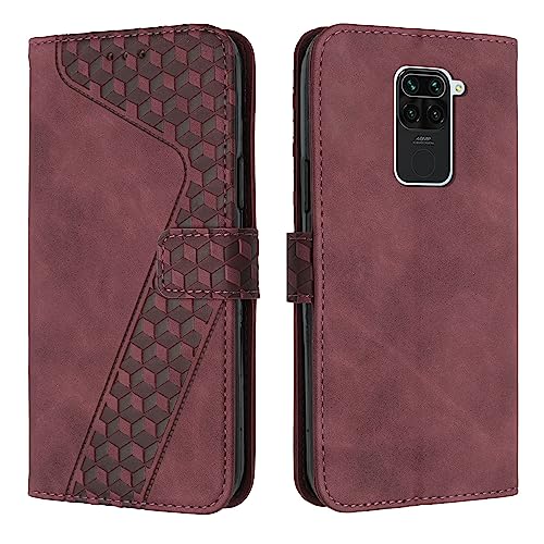 YIRRANZD Handyhülle für Xiaomi Redmi Note 9 Hülle, PU Leder Klapphülle Kartenfach Ständer Magnetisch, Flip Case Cover Handytasche Stoßfeste Schutzhülle für Redmi Note 9 (Rot) von YIRRANZD