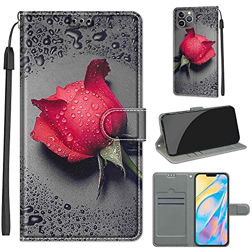 YIRRANZD Handyhülle für iPhone 11 Pro Hülle, PU Leder Wallet Klapphülle, Flip Case Stoßfeste Tasche Schutzhülle für iPhone 11 Pro (Rose A) von YIRRANZD