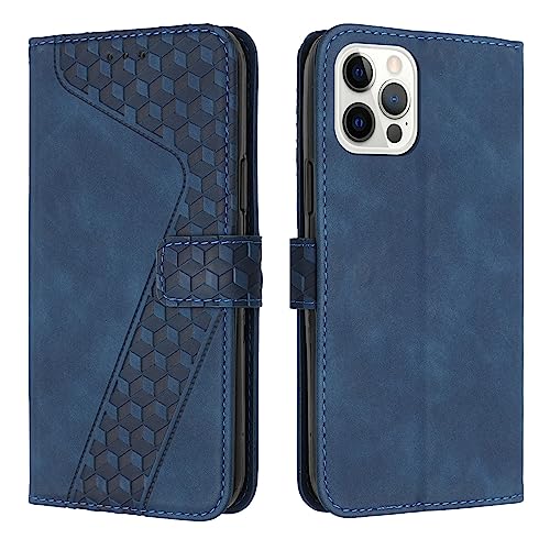 YIRRANZD Handyhülle für iPhone 12 Pro Max Hülle, PU Leder Klapphülle Kartenfach Ständer Magnetisch, Flip Case Cover Handytasche Stoßfeste Schutzhülle für iPhone 12 Pro Max (Blau) von YIRRANZD